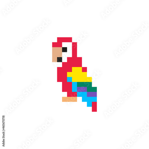 vector pixel art parrot on white background