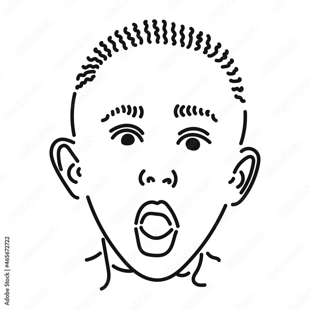 Funny bug eyed African little boy opening his mouth widely Funny bug eyed African little boy opening his mouth widely
