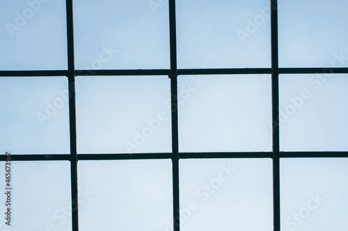 Square Steel Frame Roof Background Beautiful Blue Sky Background