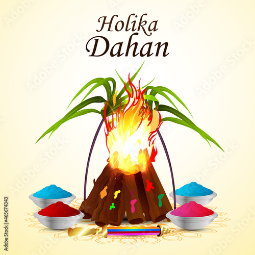 Holika dehan greeting card with creative bonefire photo