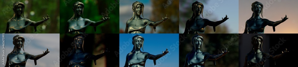 cuprum sculpture in 10 various lighting sets, examples for painters - object 3D rendering cuprum sculpture in 10 various lighting sets, examples for painters - object 3D rendering