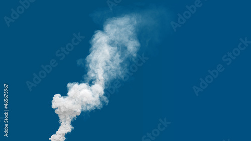 white rich defilement smoke column emission from explosion, isolated - industrial 3D rendering
