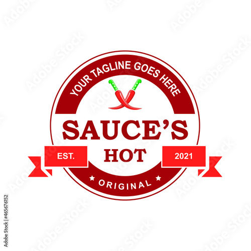 Creative rounded sauce logo design. Sauce logo for stamp, sticker, and others.