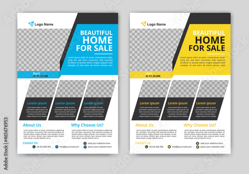 Reat estate Home sale flyer design template, cover pate design photo