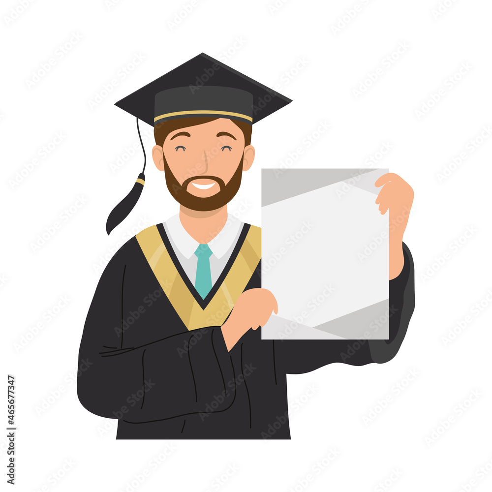 bearded man graduate with diploma bearded man graduate with diploma