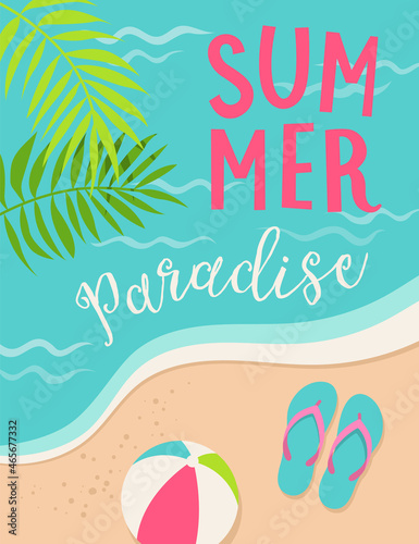 Summer holidays concept illustration with typography design for card design, poster, postcard, banner, leaflet.