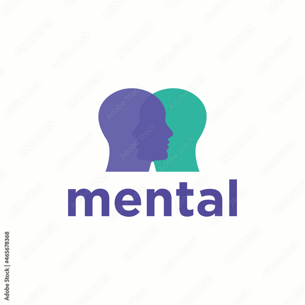 Two head for mental health logo design