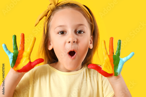 Surprised little girl with ...