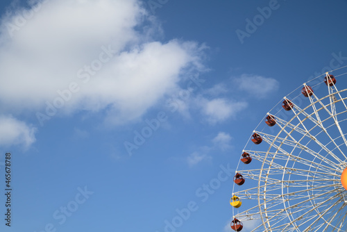 Ferris Wheel With Blue Sky in Okinawa Japan. 