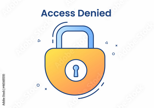 Login Access Denied Vector Illustration. System Refuses Password, Error and Entry to Computer Device Showing user does not have Permission for Website or Mobile Development