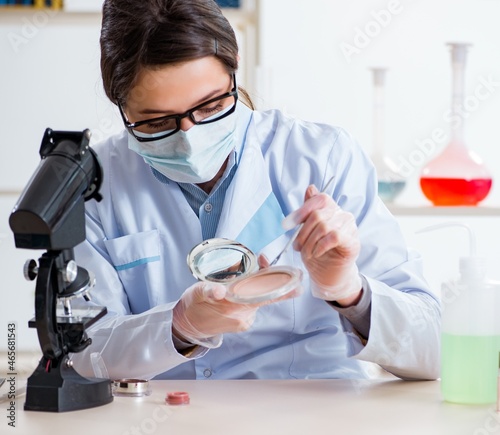 Lab chemist checking beauty and make-up products