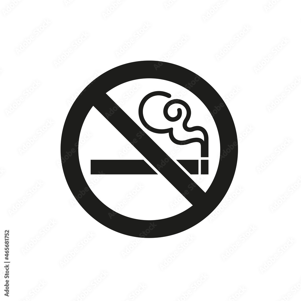 No smoking. Raster prohibition sign. A black circle with a black diagonal line through it. Smoking is prohibited sticker, crossed out cigarette with smoke. No smoking. Raster prohibition sign. A black circle with a black diagonal line through it. Smoking is prohibited sticker, crossed out cigarette with smoke.