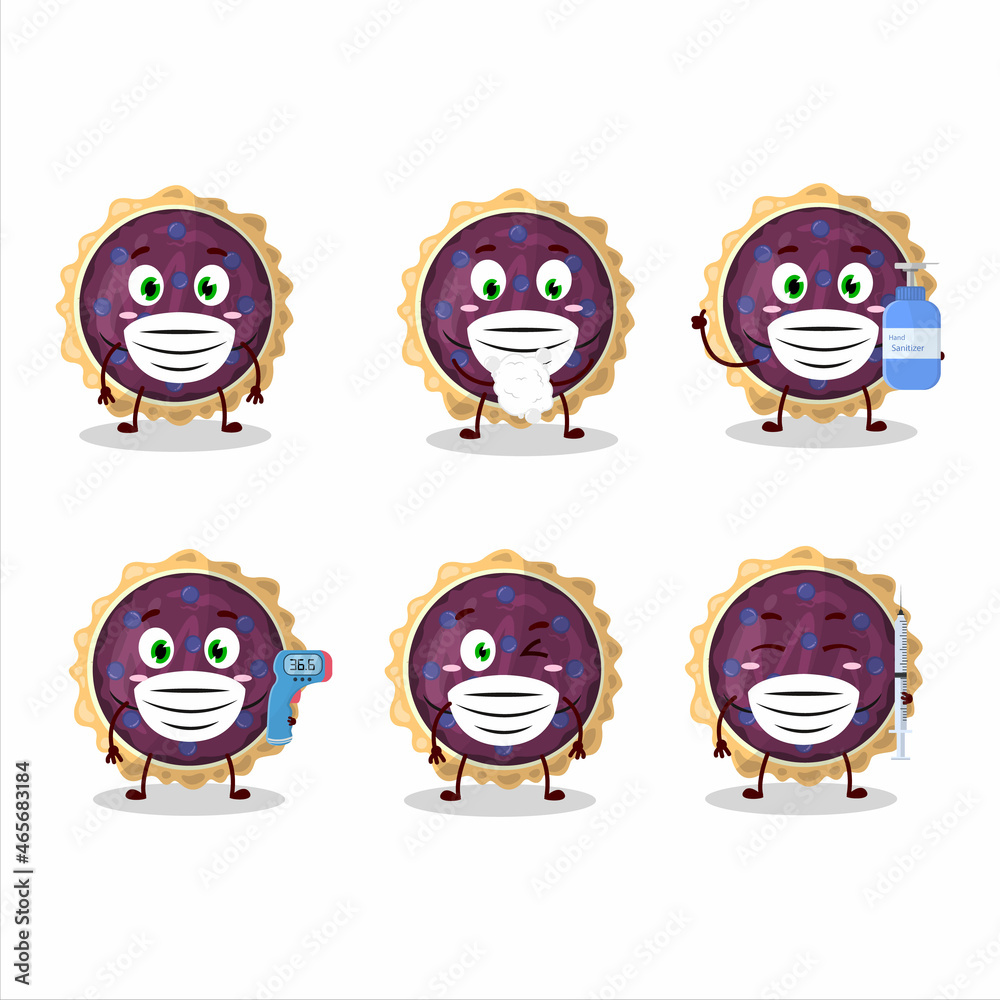 A picture of blueberry pie cartoon design style keep staying healthy during a pandemic
