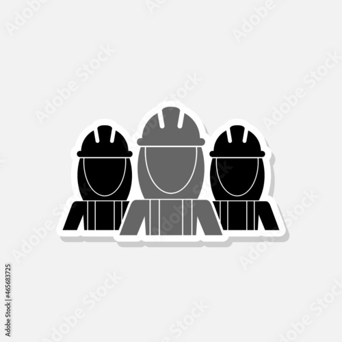 Workers sticker icon group of construction builder