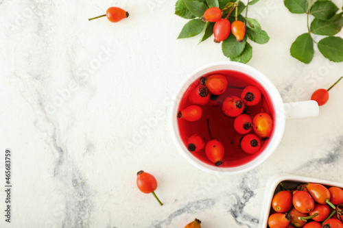 Cup of tasty rose hip tea a...