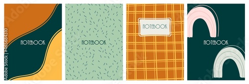 Vector Cover page templates for notebooks, planners. Abstract Backgrounds. Cute Vector design in trendy colors.