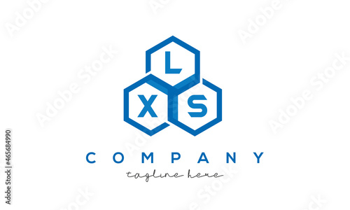 LXS letters design logo with three polygon hexagon logo vector template photo