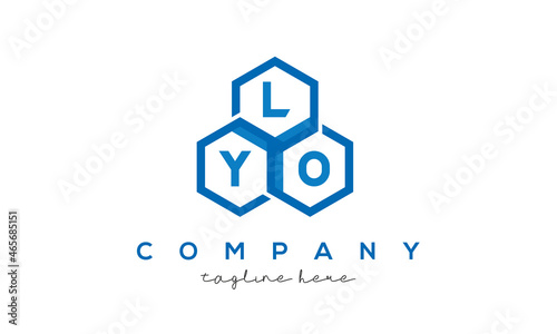 LYO letters design logo with three polygon hexagon logo vector template photo