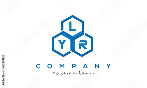LYR letters design logo with three polygon hexagon logo vector template photo