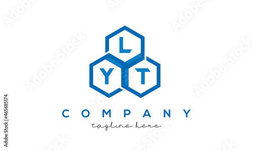 LYT letters design logo with three polygon hexagon logo vector template