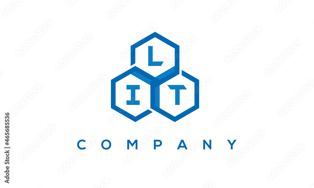 LIT letters design logo with three polygon hexagon logo vector template