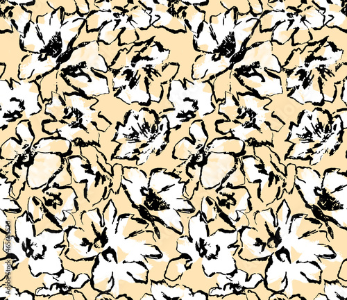 Seamless abstract flowers pattern, floral print. 