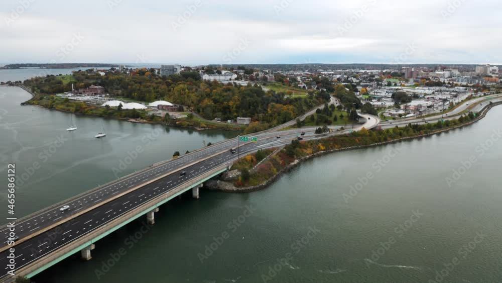 Stunning aerial view of the I-295 Highway entering Portland, Maine. Stunning aerial view of the I-295 Highway entering Portland, Maine.