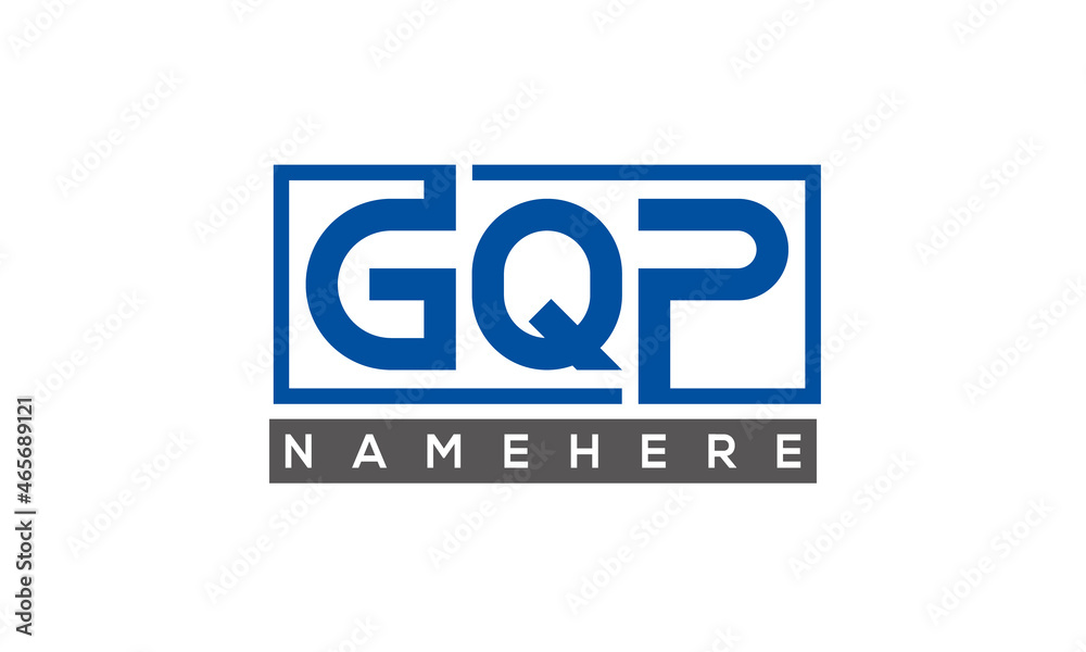 GQP Letters Logo With Rectangle Logo Vector GQP Letters Logo With Rectangle Logo Vector