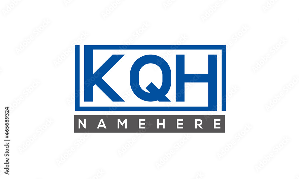 KQH Letters Logo With Rectangle Logo Vector KQH Letters Logo With Rectangle Logo Vector