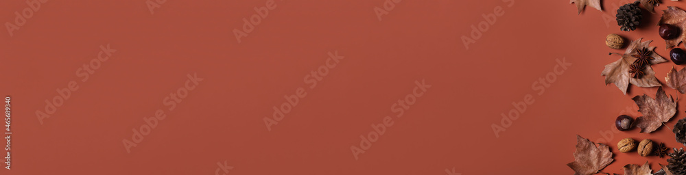 Autumn fall thanksgiving day composition with decorative dried leaves Autumn fall thanksgiving day composition with decorative dried leaves