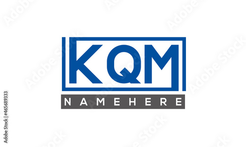 KQM Letters Logo With Rectangle Logo Vector