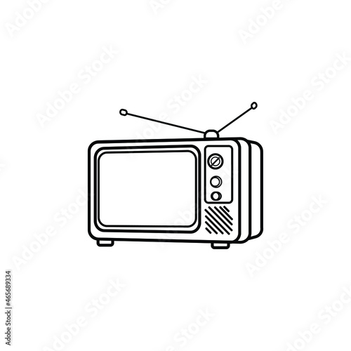 Simple outline vector illustration line art televition icon illustration . Isolated on white background. photo