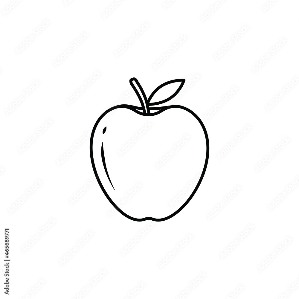 Simple outline vector illustration line art apple icon illustration . Isolated on white background. Simple outline vector illustration line art apple icon illustration . Isolated on white background.