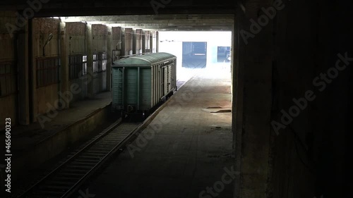 Wallpaper Mural Logistics and transportation of container wagon. Freight train boxcar with cargo containers at railway dead end storage. Warehouse trains. Business logistic import and export freight transportation. Torontodigital.ca