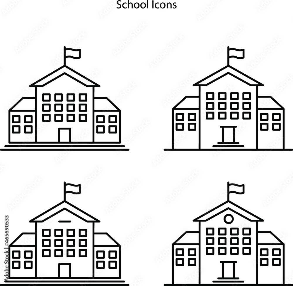 school icons isolated on white background. school icon thin line outline linear school symbol for logo, web, app, UI. school icon simple sign.