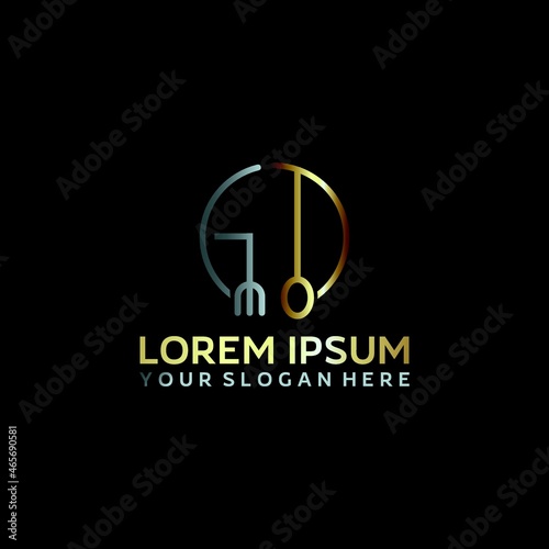 GD with fork business food and drink logo design vector