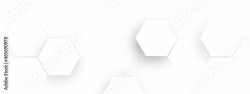 hexagon panorama white background. Abstract honeycomb white background. light and shadow.  vector illustration EPS.