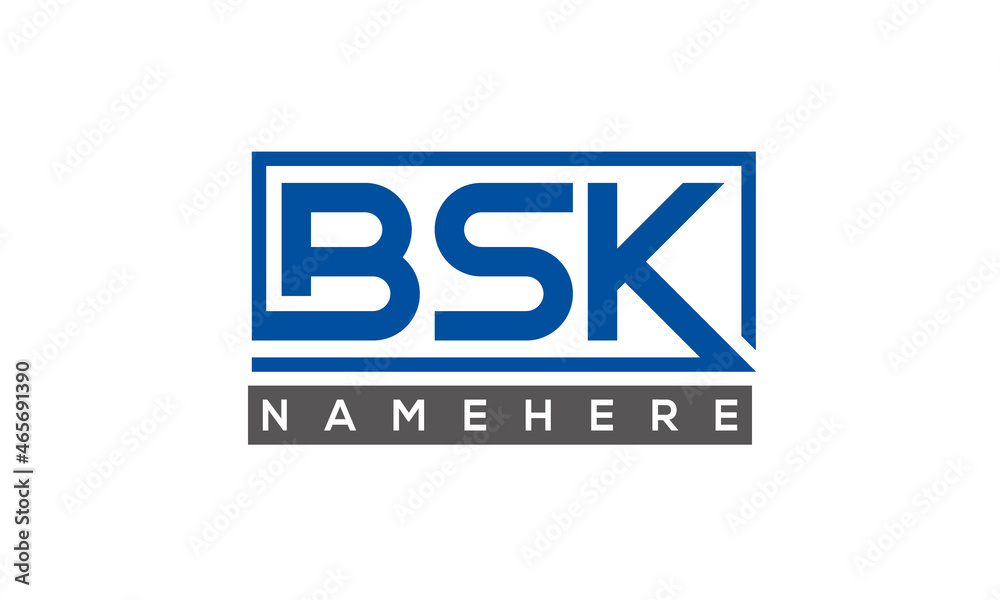 BSK Letters Logo With Rectangle Logo Vector BSK Letters Logo With Rectangle Logo Vector