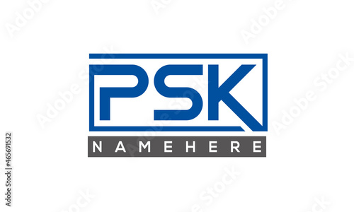 PSK Letters Logo With Rectangle Logo Vector