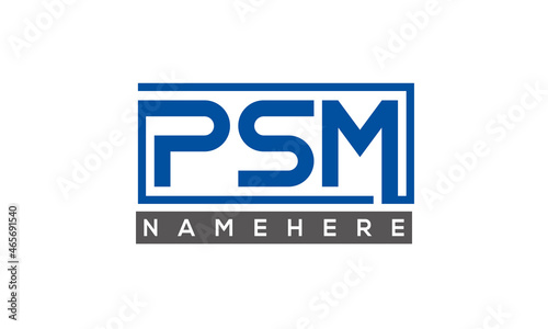 PSM Letters Logo With Rectangle Logo Vector photo