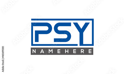 PSY Letters Logo With Rectangle Logo Vector