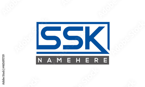 SSK Letters Logo With Rectangle Logo Vector photo