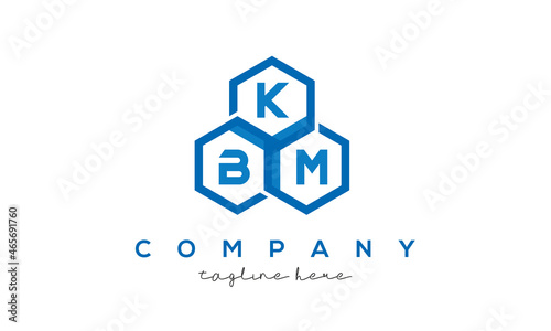 KBM letters design logo with three polygon hexagon logo vector template