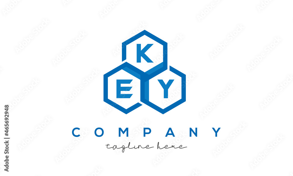 KEY letters design logo with three polygon hexagon logo vector template KEY letters design logo with three polygon hexagon logo vector template