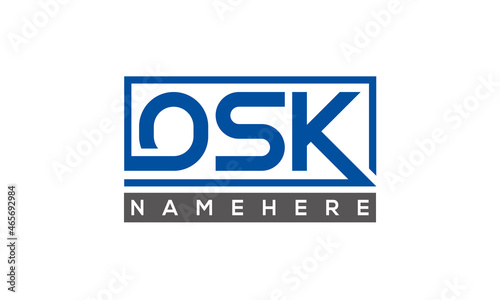 OSK Letters Logo With Rectangle Logo Vector photo