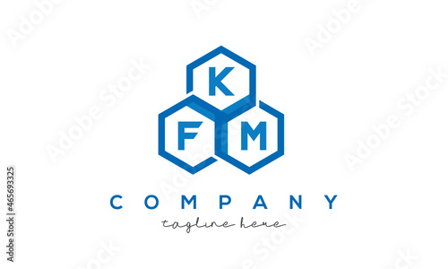 KFM letters design logo with three polygon hexagon logo vector template