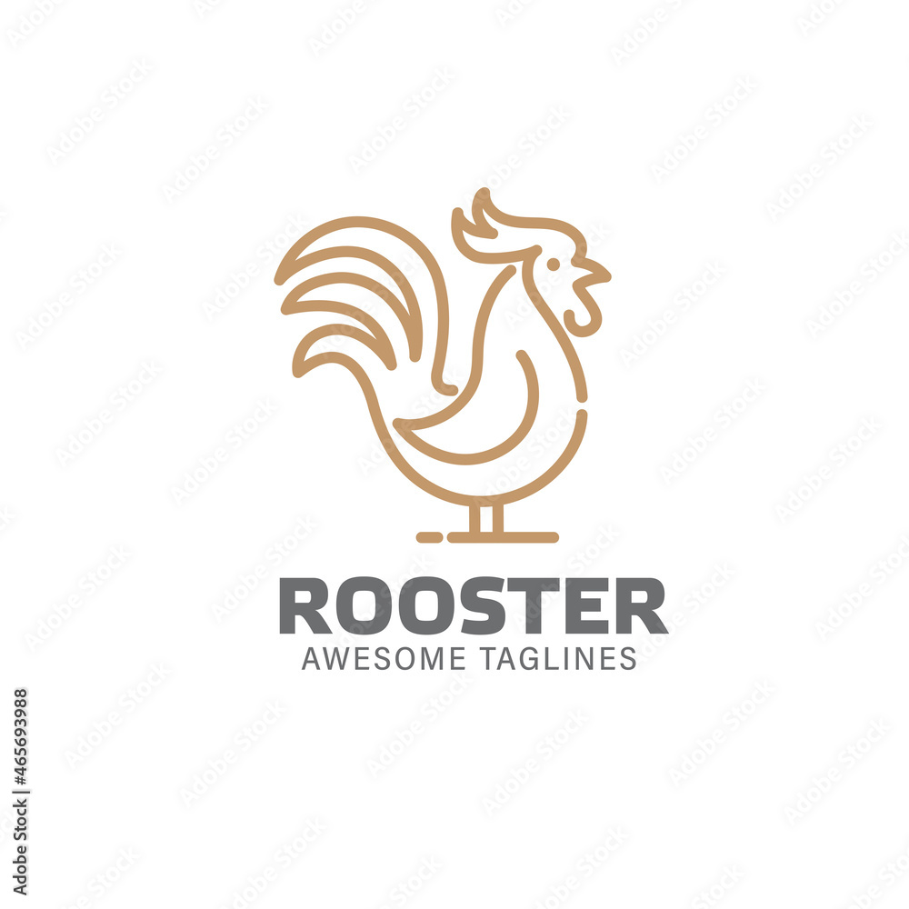 Fototapeta premium Rooster vector logo concept in line style