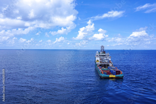 Offshore supply boat working at sea , thailand