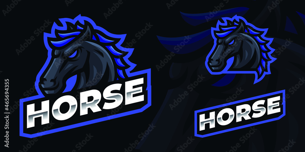 Black Horse Mascot Gaming Logo