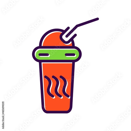 Disposable Hot Coffee Filled Vector Icon Design